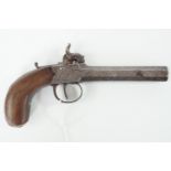 An early 19th Century percussion pocket pistol by Manton of London, having a 3 1/2 inch turn-off