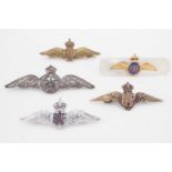 Five RAF sweetheart brooches