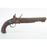 An early 19th Century British flintlock holster pistol, having a 9-inch barrel of approximately 12