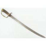 A late 17th / early 18th Century hunting hanger, the subtly curved blade bearing struck smith's