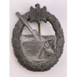 A German Third Reich Coastal Artillery war badge