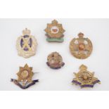 Six various enamelled sweetheart brooches / lapel badges including Scottish Horse and Border