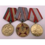 Three Soviet Medals for anniversaries of the Armed Forces of the USSR