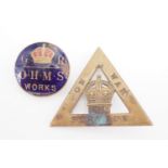 Two Great War OHMS Works / On War Service lapel badges