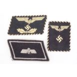 Three German Third Reich Reichsbahn collar badges