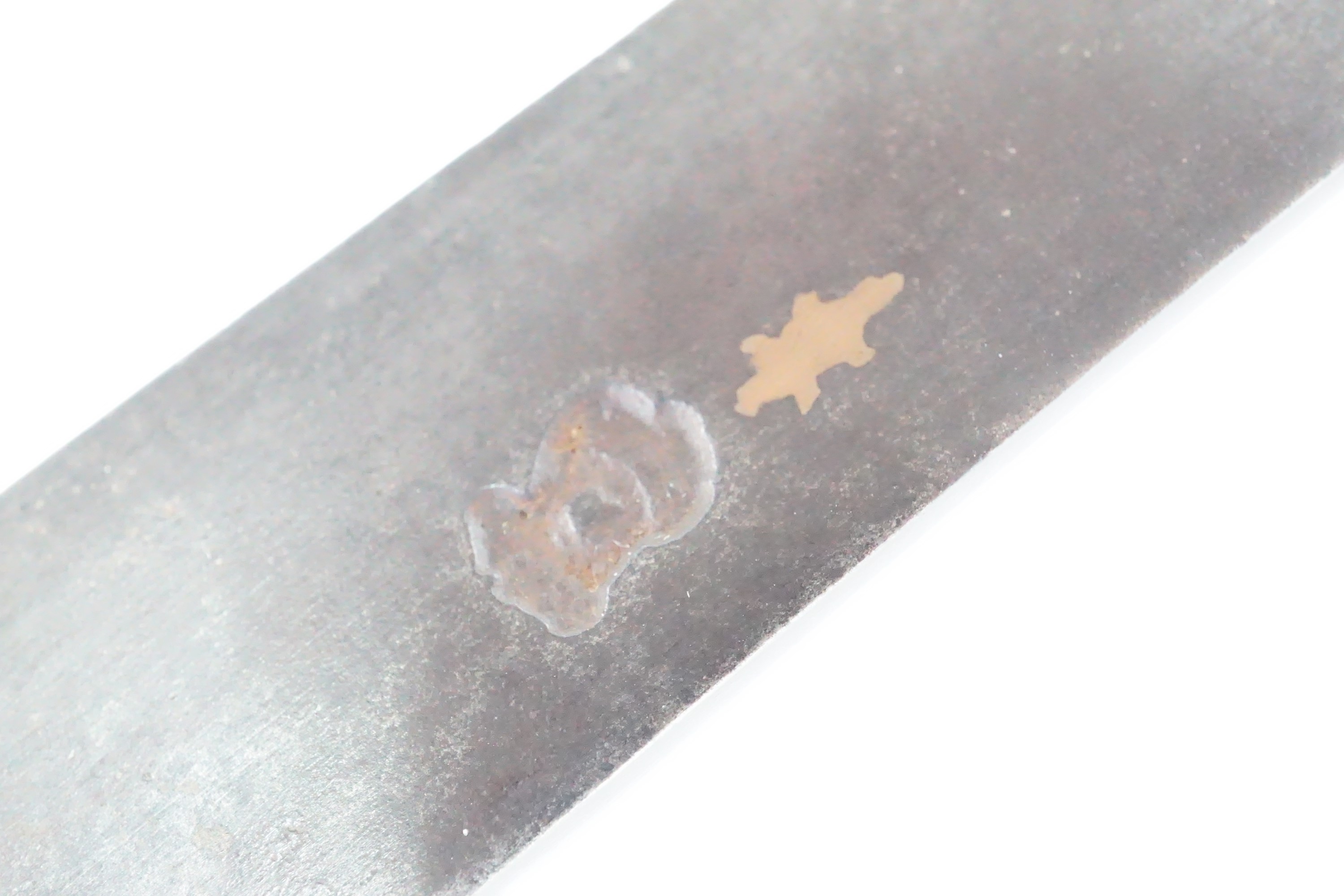 A late 17th Century hunting hanger, the curved tapering blade bearing a struck cutler's mark in - Image 6 of 7