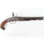 An 18th Century European flintlock holster pistol, having a 23.5 cm barrel with lenticular blade