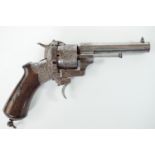 A fine Lefaucheux pinfire revolver, 9mm calibre barrel engraved "Lefaucheux Bte a Paris", finely and