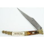 A late 19th / early 20th Century Spanish navaja knife, the blade marked "Batisse", 33 cm open