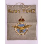 A Second World War RAF hand-embroidered Radio Times cover, worked in short and long stitch with silk