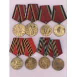 Eight Soviet Jubilee Medals for the Anniversaries of the Great Patriotic War