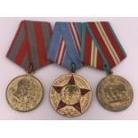 Three Soviet Medals for anniversaries of the Armed Forces of the USSR