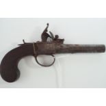 A George III flintlock pocket pistol signed Thomas, (a/f)