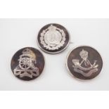 Three Great War silver-mounted tortoiseshell sweetheart brooches