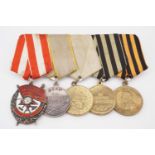 A Soviet Russian group of five Second World War campaign and service medals including an Order of
