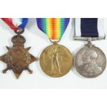 A 1914-15 Star, Victory and Naval Long Service & Good Conduct Medal to 297674 A E Hudson, Mech,