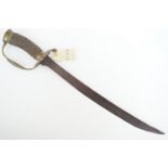 A late 17h Century English hunting hanger / short sword, the hilt comprising an antler grip with