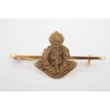 A Royal Army Medical Corps enamelled yellow metal sweetheart brooch, stamped 9 ct and tested as