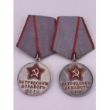 Two Soviet Medals for Valiant Labour