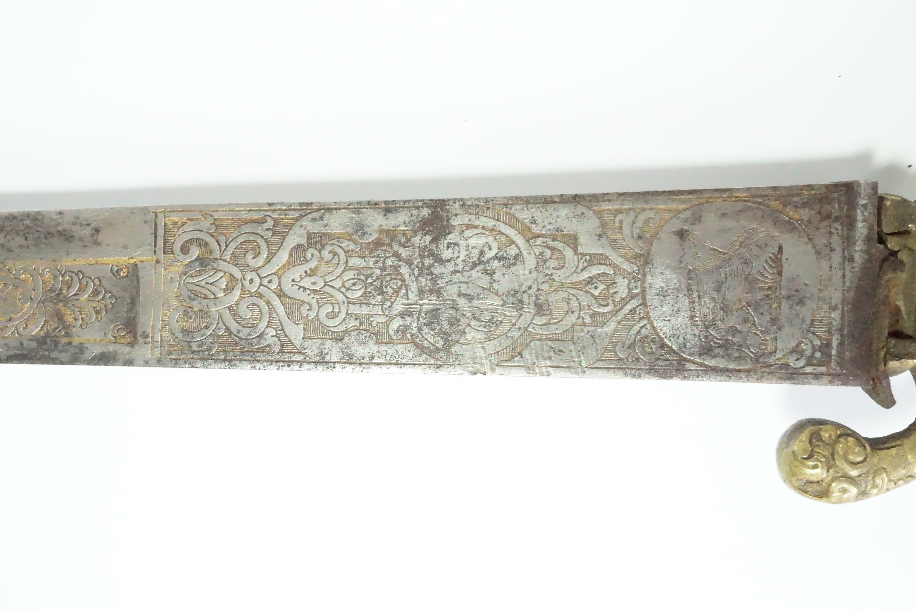 A fine 18th Century hunting sword, the single-edged and single-fullered blade decorated with - Image 3 of 8