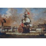 After an anonymous 18th Century artist Royal Navy and other vessels off the Coast at Dover castle,