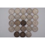 A quantity of 1920s Soviet Russian silver coins, comprising 11 1924 1 Rouble, 23 50 Kopek, 1921-7