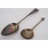 A Georgian silver tablespoon (59 g) together with an electroplate 17th Century style spoon