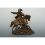 Late 19th Century spelter figure of a mounted soldier, 28 cm
