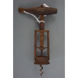 A Victorian rosewood-handled double-thread corkscrew