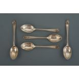 Five 1930s silver coffee spoons, their terminals bearing crossed golf club devices, Walker & Hall,