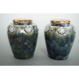 A pair of Doulton Lambeth vases, 11 cm high