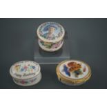 A Royal Worcester, David Bradbury and Crown Staffordshire lidded boxes