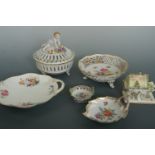 Meissen, Coalport and other 18th Century style porcelain and bone China ornaments including a