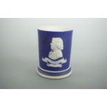 A Wedgwood Josiah Wedgwood commemorative Jasperware match pot (a/f)