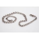 An antique silver graded curb link watch chain, 40 cm