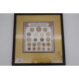 A framed "Old and Current Souvenir from Thailand" group of coins