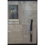 A framed group of items pertaining to a Second World War British military / Cinema Corporation