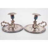 A pair of Victorian Baroque revival electroplate chambersticks