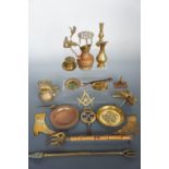 A quantity of brass ornaments etc including horse brasses