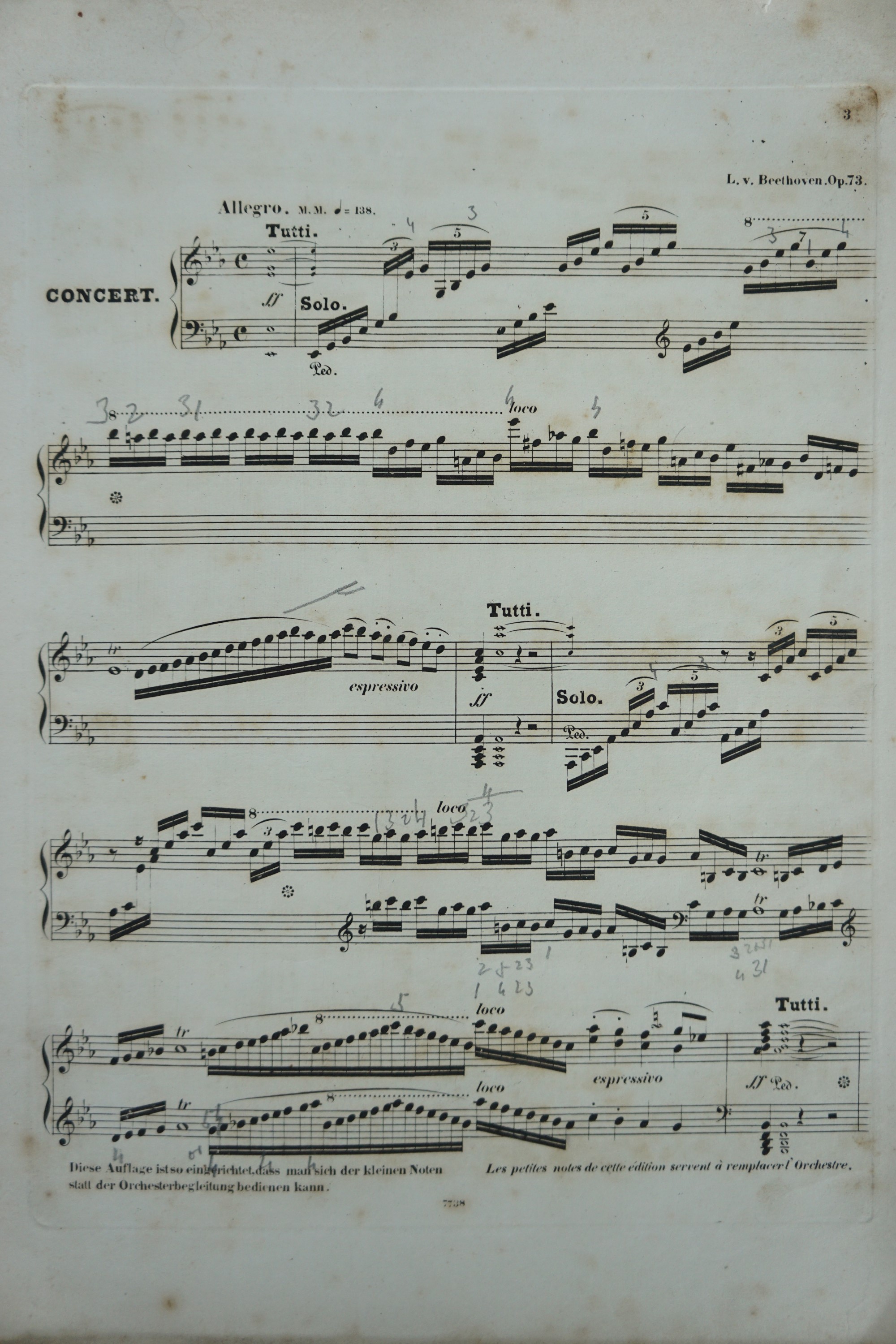 [ Sheet music ] Beethoven, No 5 piano concerto, Breitkopf and Hartel, 7738, circa 1840 - Image 4 of 4