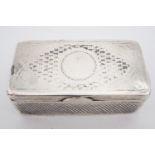 An early 19th Century white metal and niello snuff box, decorated overall in lattice and cross-