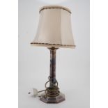 An early 20th Century electroplate columnar table lamp, 37 cm to top of socket