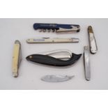 Seven pocket knives including Outspan etc.