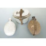 Two Second World War German water bottles and mess tins