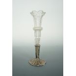A late Victorian white metal mounted cut glass specimen vase