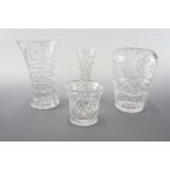 Four crystal vases, tallest 21 cm