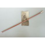A Northumberland Fusiliers other rank's swagger stick together with a period photograph of it
