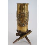 An Ypres "trench art" spill vase fabricated from a Great War French 37 mm artillery shell case and