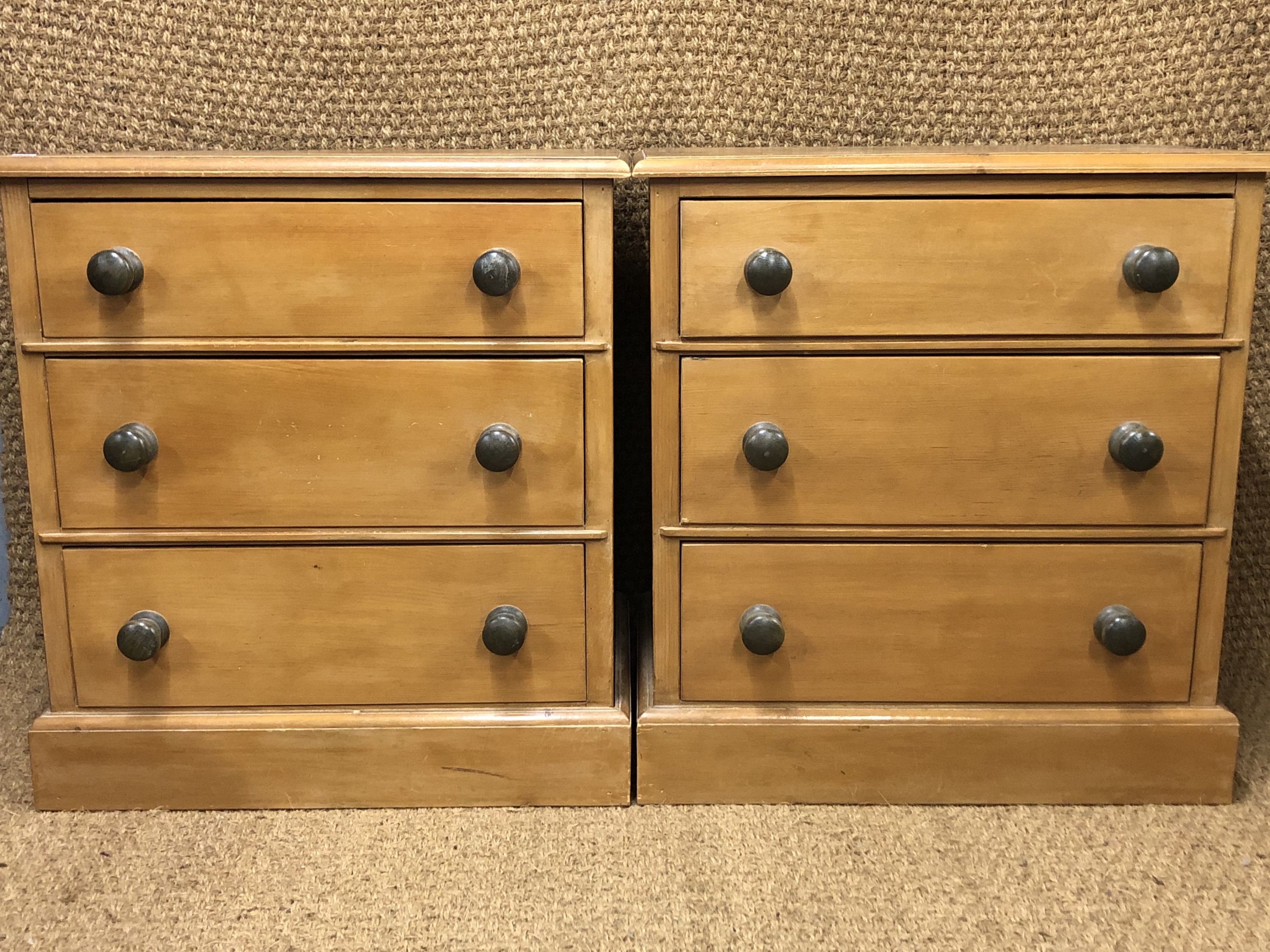 A pair of contemporary pine bedside chests, 67 cm x 41 cm x 73 cm