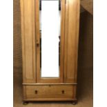 A late Victorian chestnut mirror-fronted wardrobe, 98 cm x 195 cm